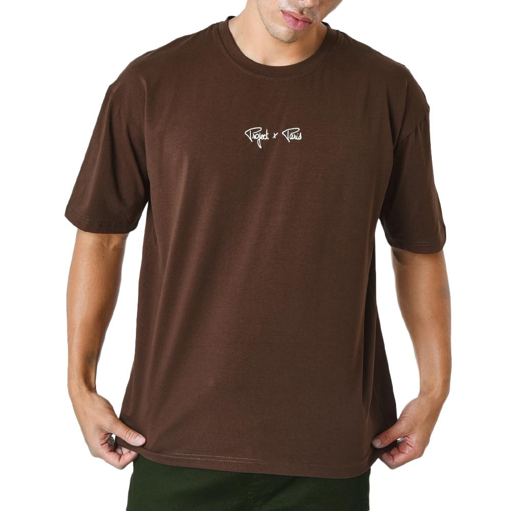 T-shirt Marron Homme  Project X Paris Broderie Logo pas cher