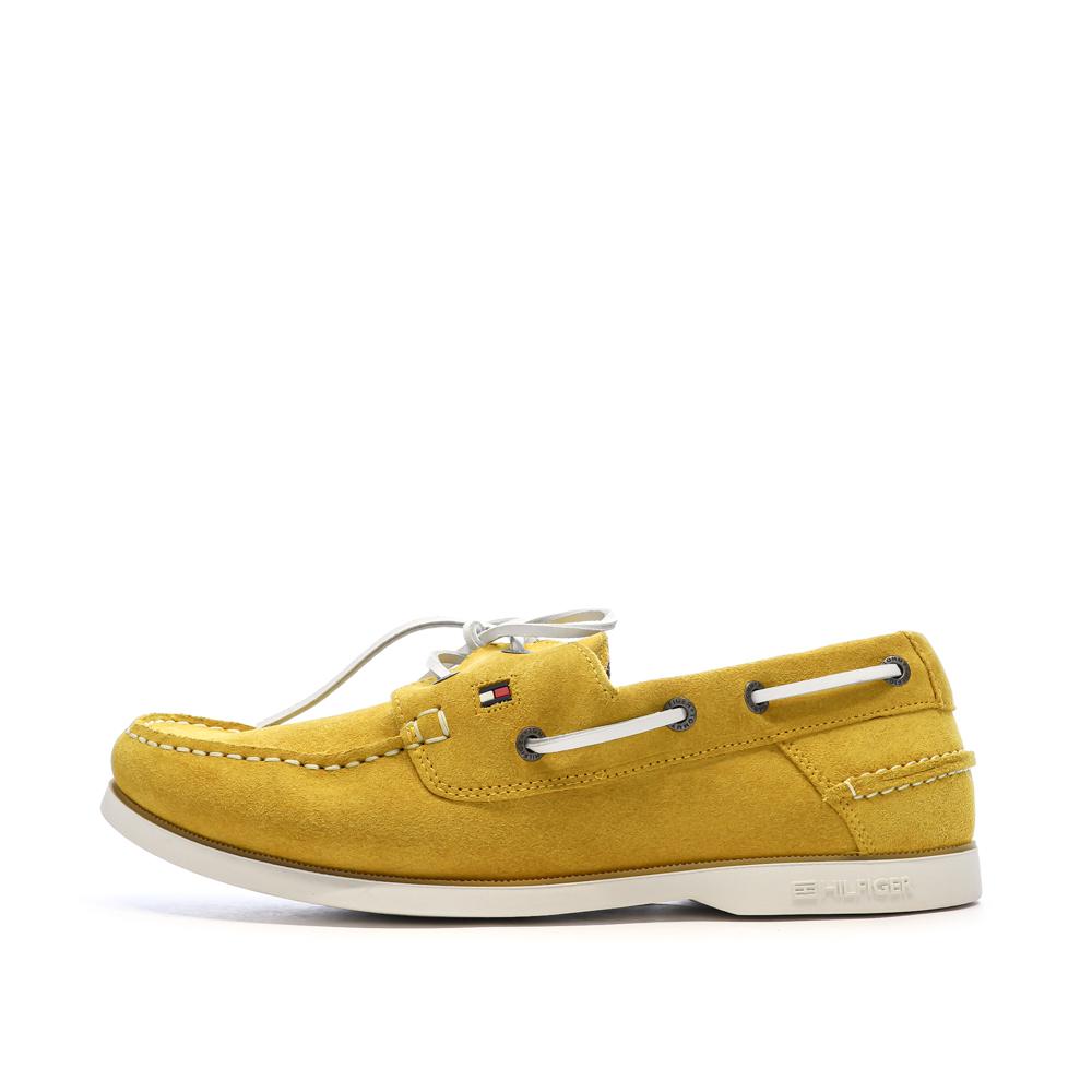 Chaussures Bateau Jaune Homme Tommy Hilfiger Classic Suede pas cher