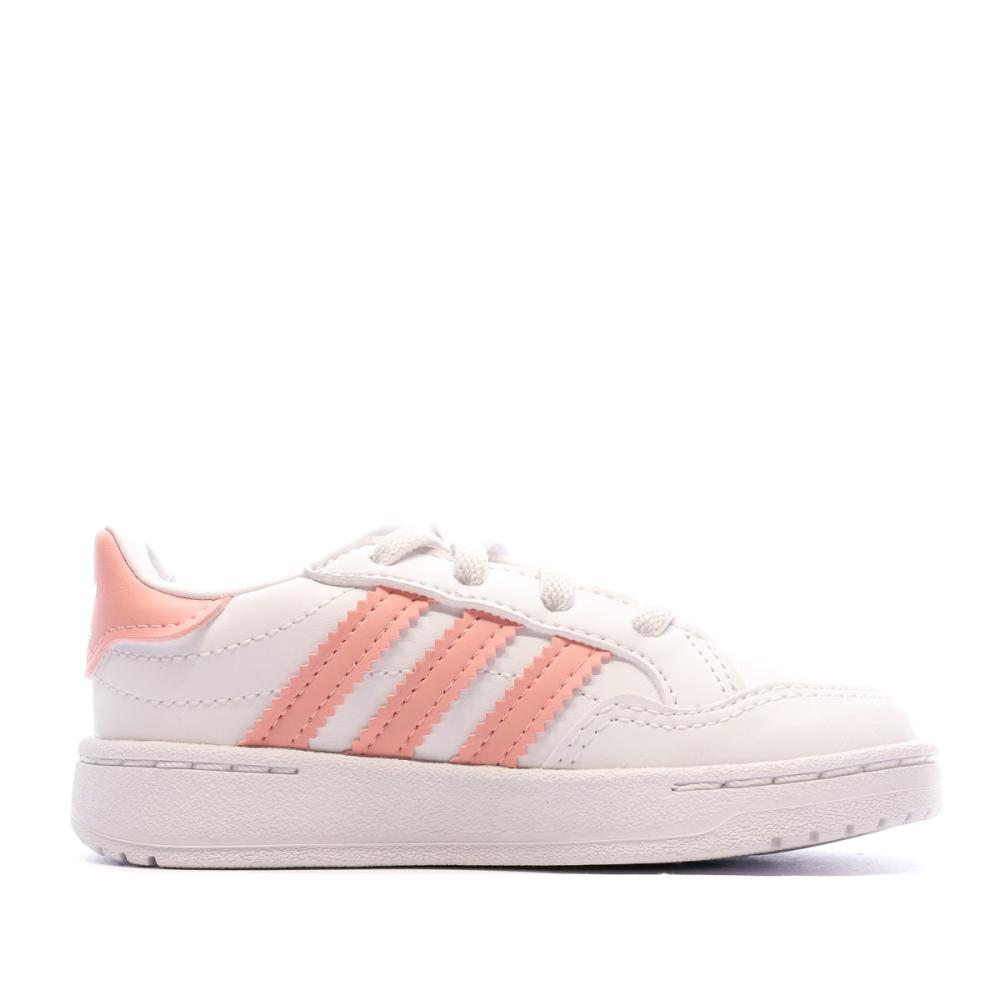 Baskets Blanche/Rose Fille Adidas Team Court vue 2
