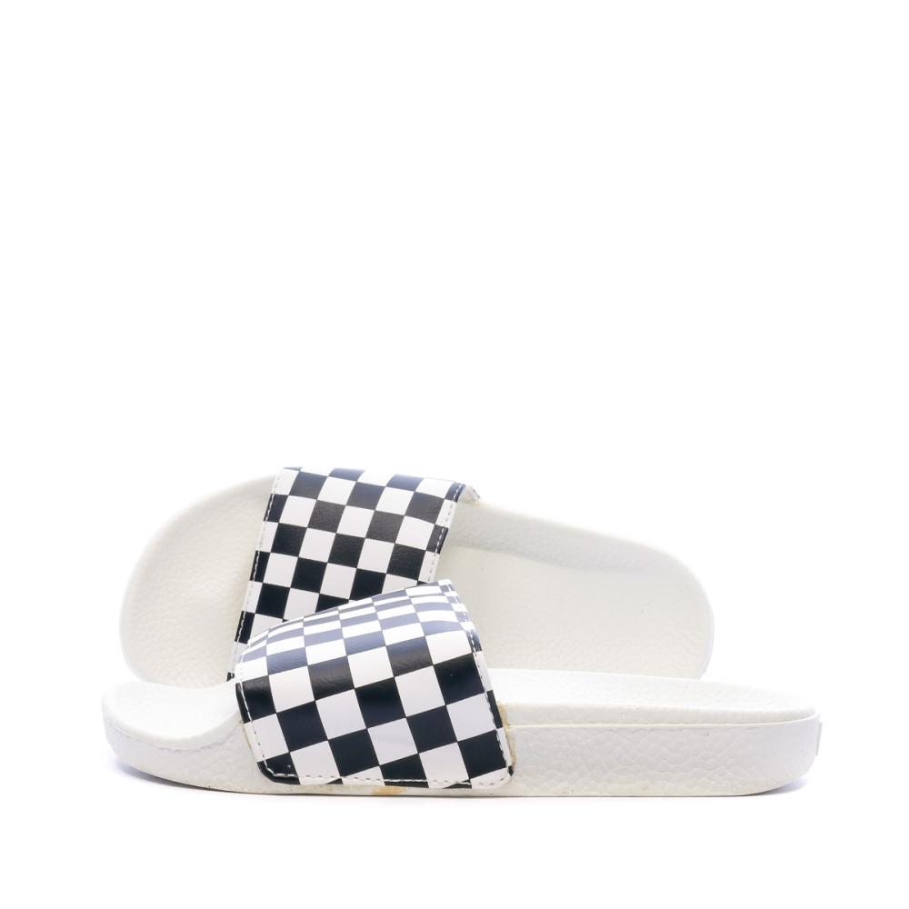 Claquettes blanches/noires enfant Vans WM Slide-On pas cher