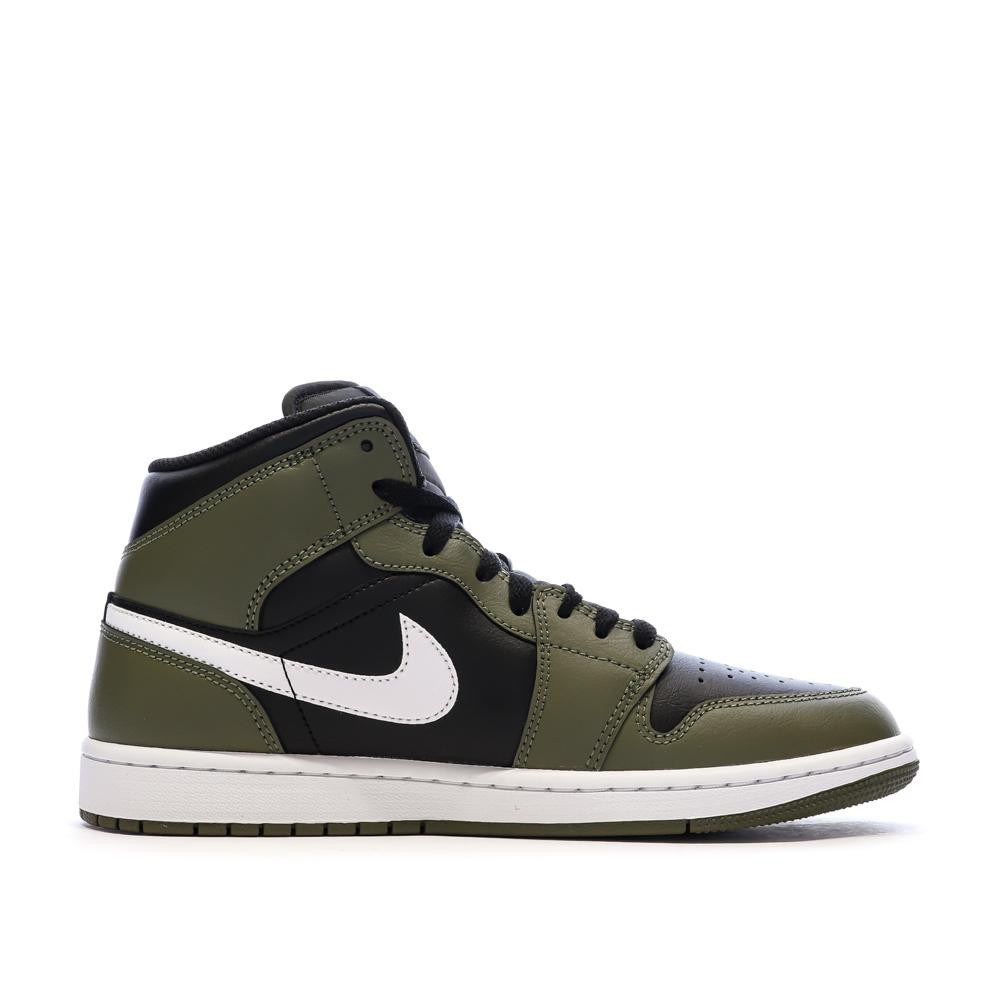 Air Jordan 1 Mid Kaki/Noir Homme Nike vue 2