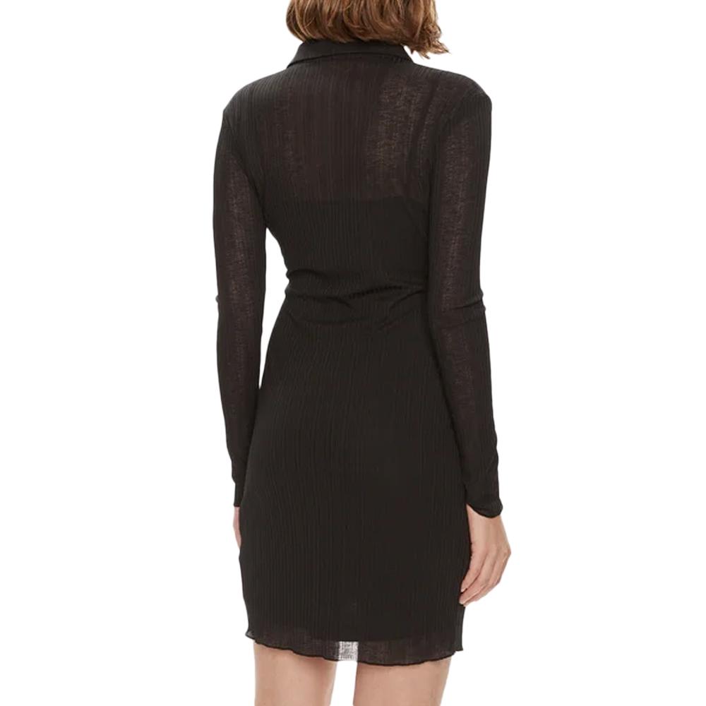 Robe Noire Femme Calvin Klein Jeans Layered Sheer vue 2