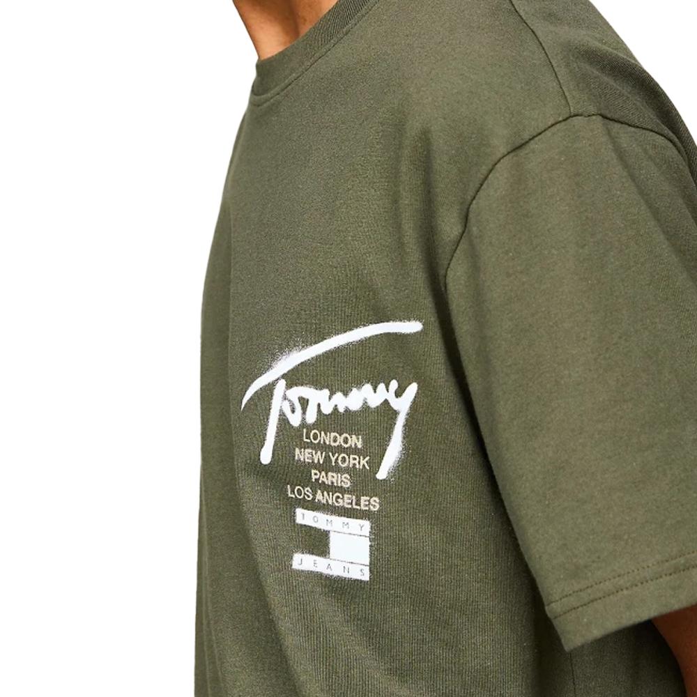 T-shirt Kaki Homme Tommy Hilfiger Graffiti vue 3