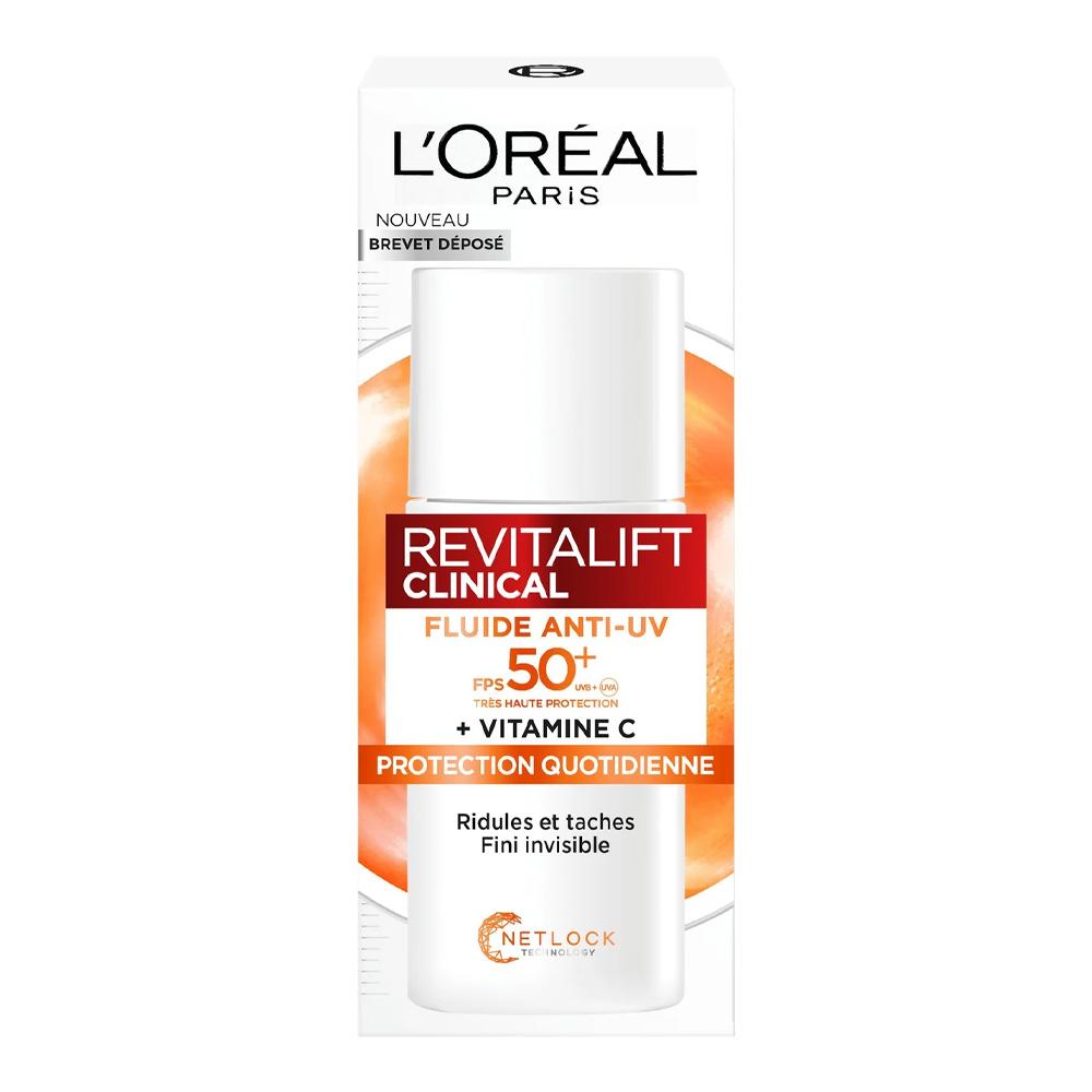 Fluide Anti-UV L'OREAL PARIS Visage Vitamine C Fps 50+ Protection Quotidienne Revitalift Clinical pas cher