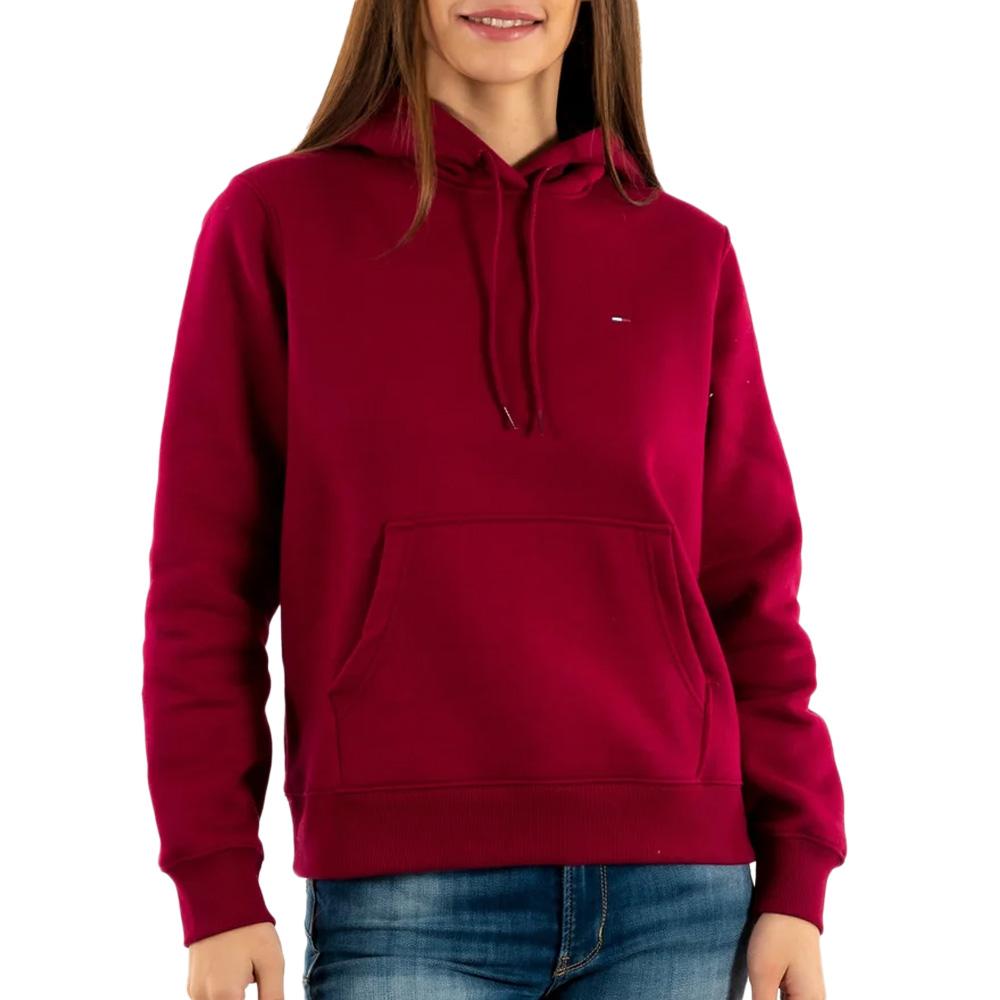 Sweat à Capuche Rouge Femme Tommy Hilfiger Flag pas cher