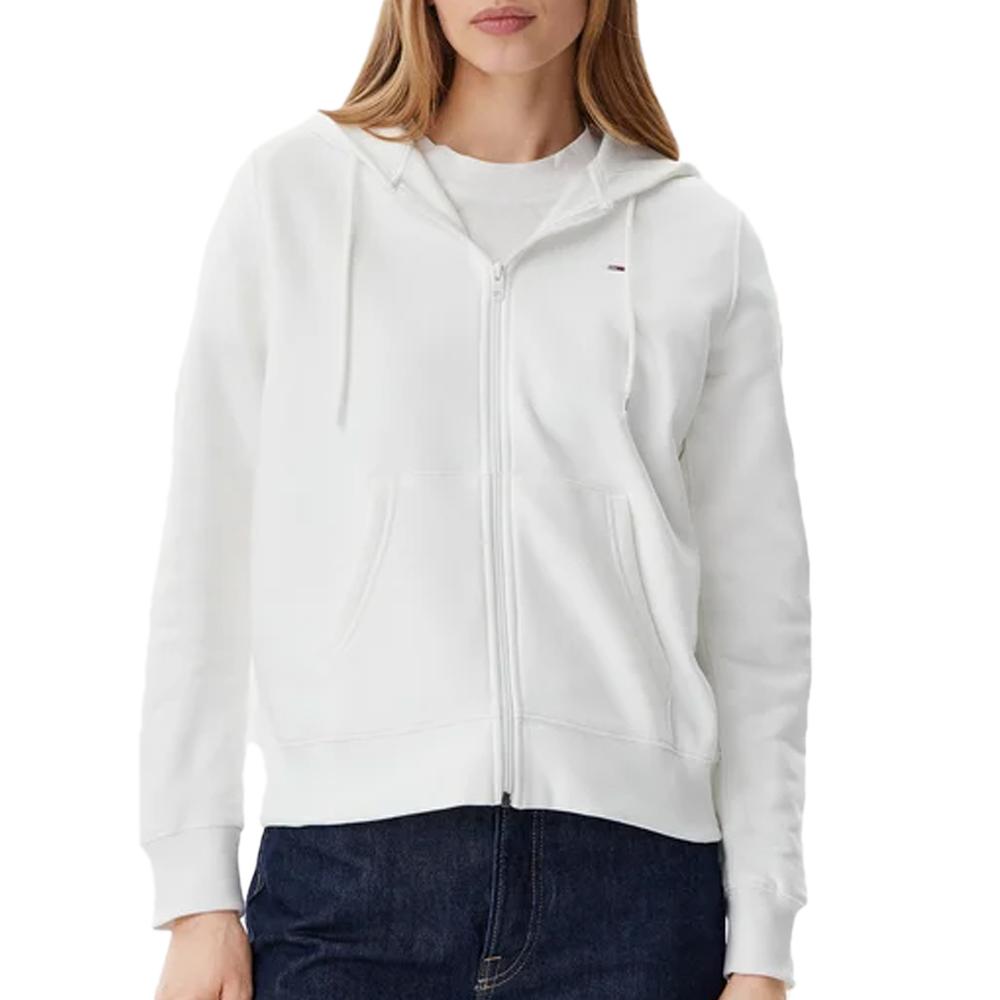 Sweat Zippée Blanche Femme Tommy Hilfiger Flag T-black pas cher