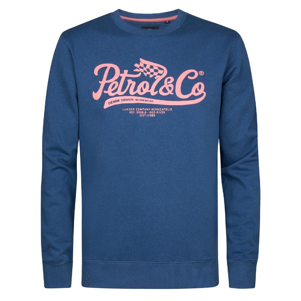 Sweat Bleu/Rose Homme Petrol Industries Neck pas cher