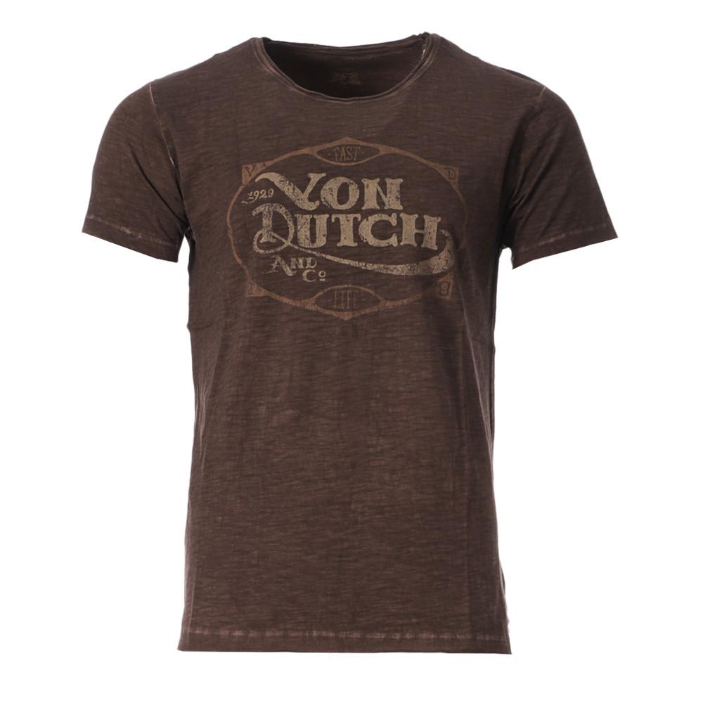 T-shirt Marron Homme Von Dutch Regular pas cher