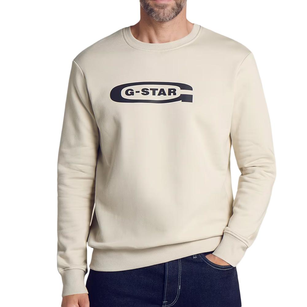 Sweat Beige/Noir Homme G-Star RAW Old Skool pas cher
