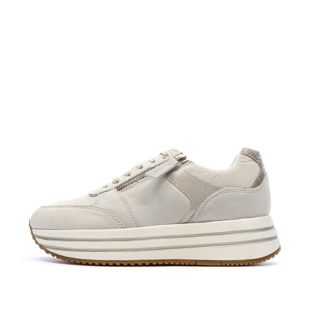 Baskets à plateforme Beige Femme Geox Kency pas cher