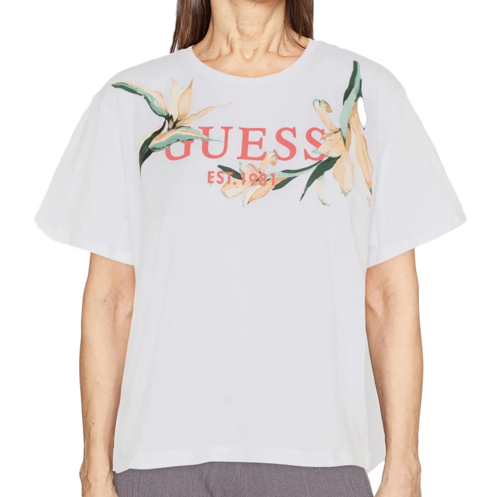 T-shirt Blanc Femme Guess W3GI43JA914 pas cher