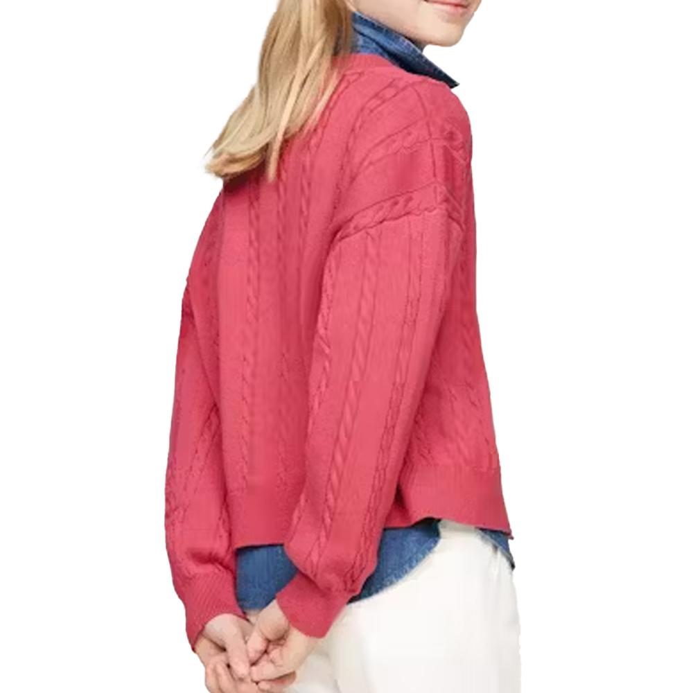 Gilet Rose Fille Tommy Hilfiger Cable vue 2