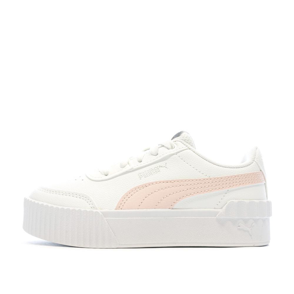 Baskets Blanches/Rose Fille Puma Carina pas cher