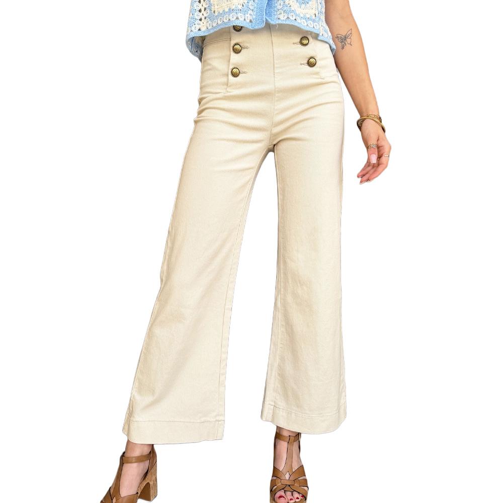Jean Wide Beige Femme Oraije Victorine pas cher