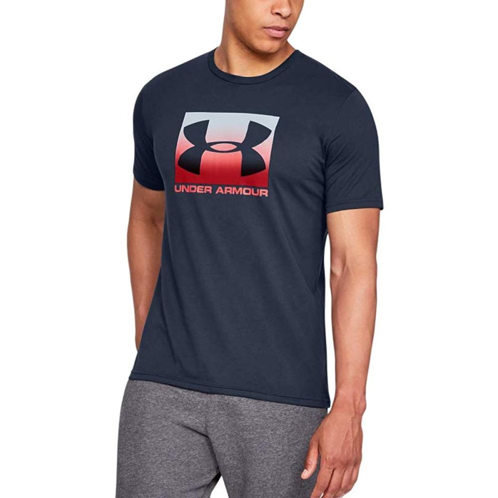 T-shirt bleu marine homme Under Armour Boxed sportstyle pas cher