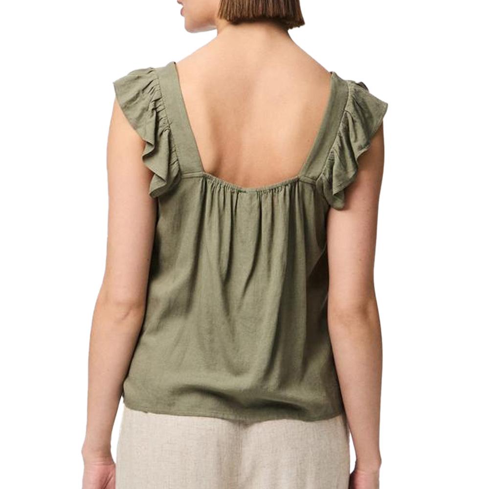 Camiseta de tirantes de mujer verde Pieces Pia ver 2