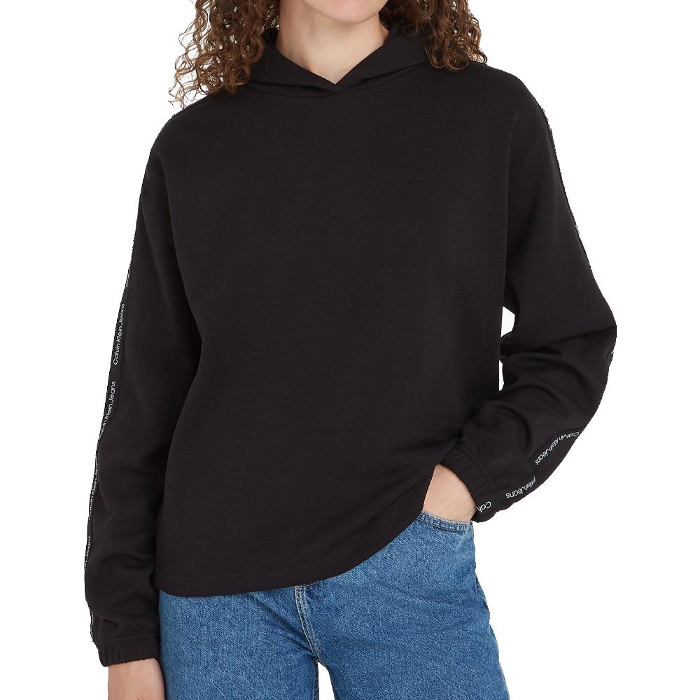 Sweat Noir Femme Calvin Klein Embro Elastic pas cher