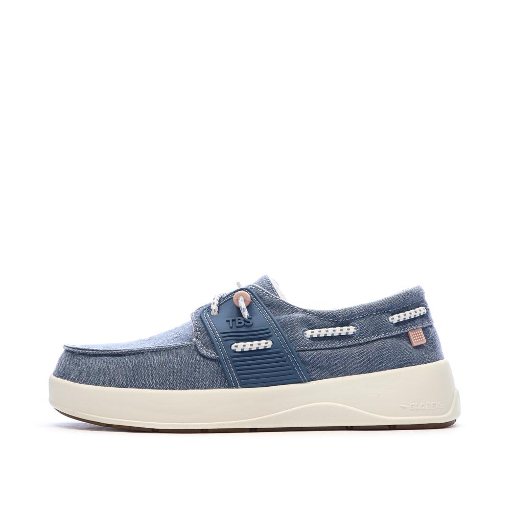 Zapatos náuticos azules para mujer TBS de lona de algodón color arcilla barato