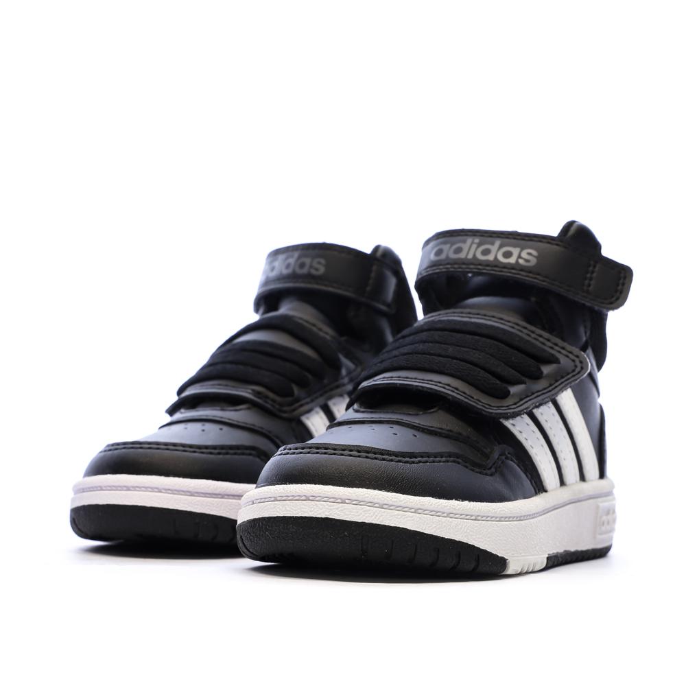 Baskets Noires/Blanches Garçon Adidas Hoops vue 6