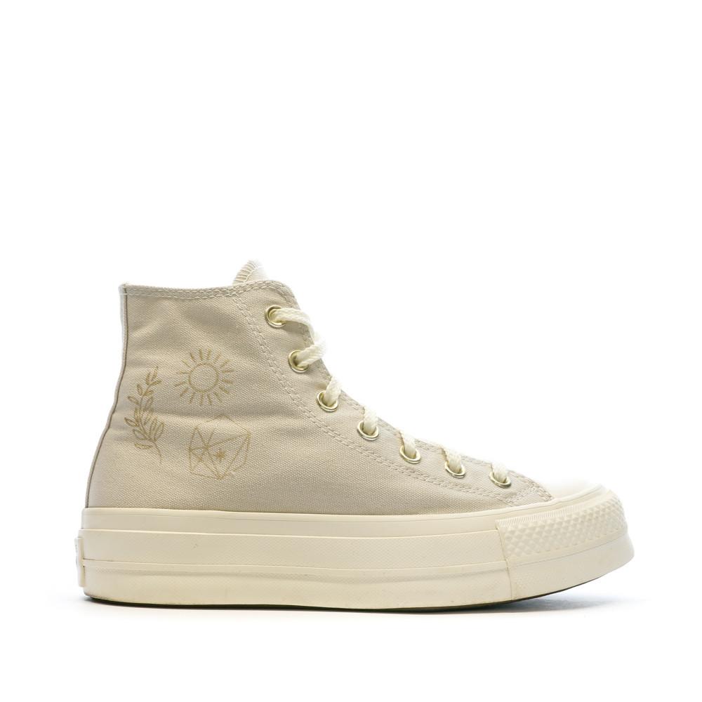 Baskets Beige Femme Converse Chuck Taylor Lift Hi Desert vue 2