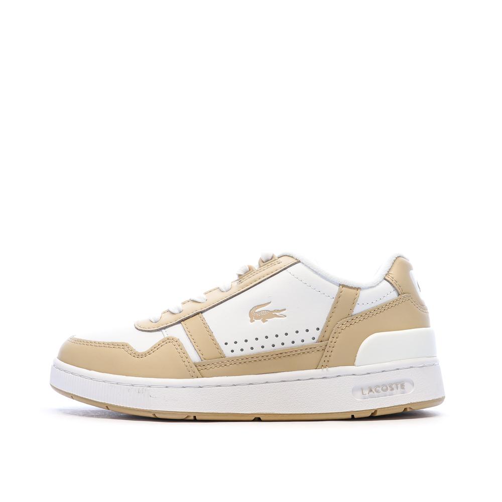 Baskets Blanche/Beige Homme Lacoste T-clip 124 pas cher