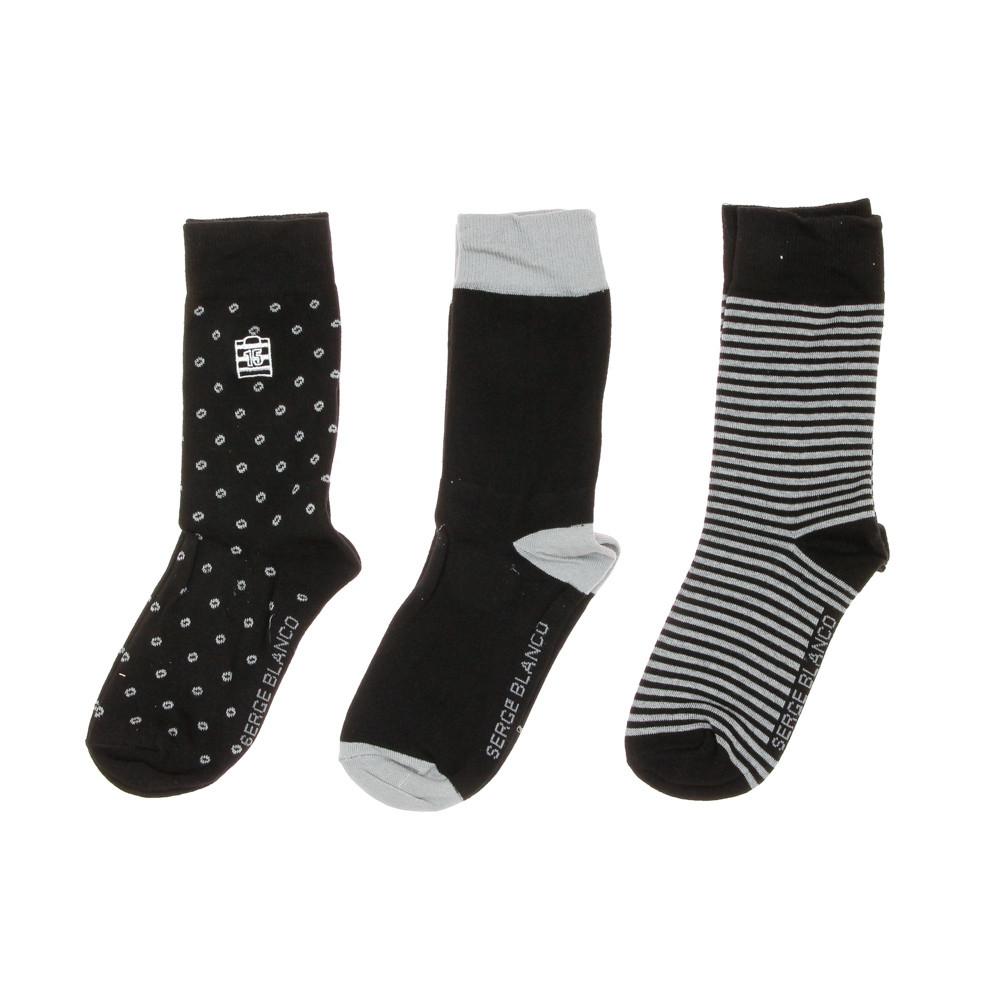 x3 paires de chaussettes Noir/Gris Homme Serge Blanco ASS pas cher
