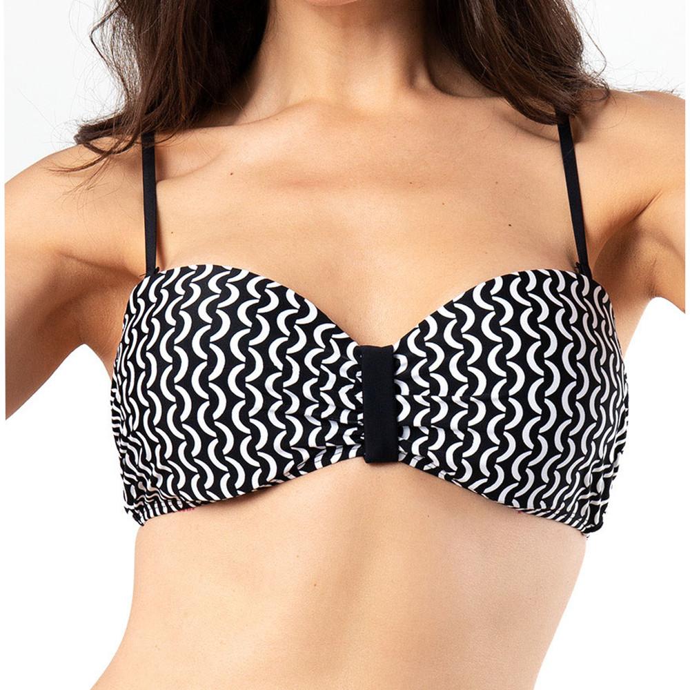 Haut de Bikini Bandeau Noir/Blanc Femme Sun Project 2826 pas cher