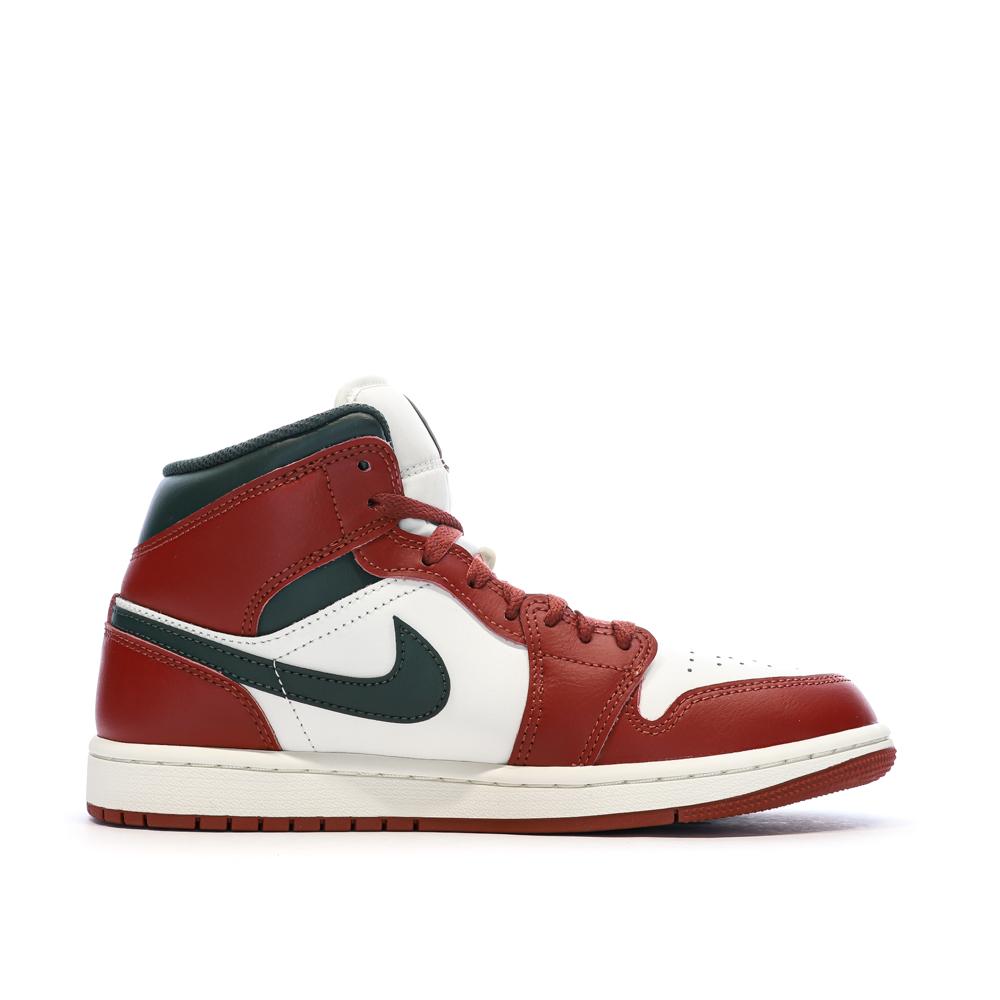 Air Jordan 1 Mid Blanche/Rouge/Noire Homme Nike vue 2