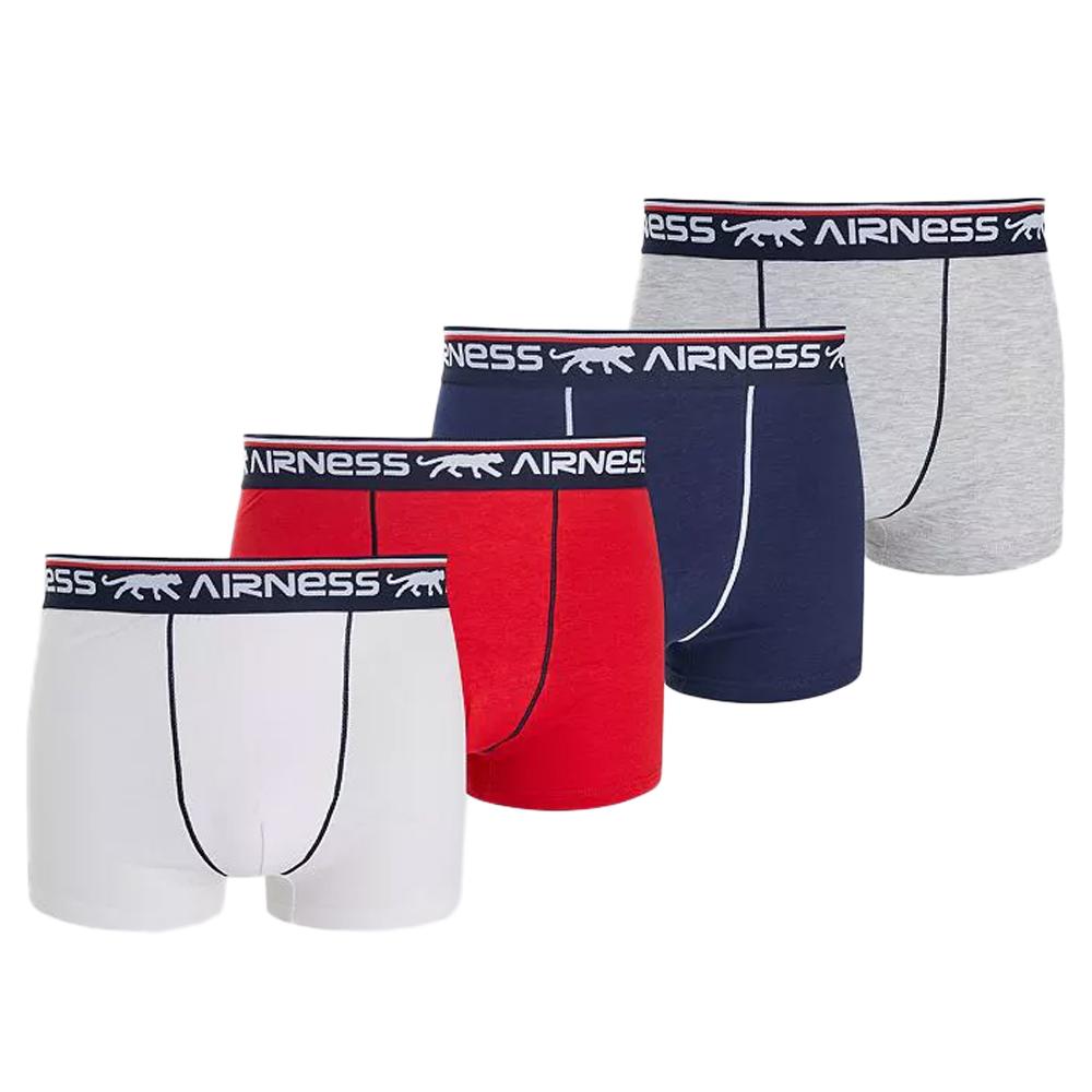 X4 Boxers Gris/Marine/Blanc/Rouge Homme Airness Unis pas cher