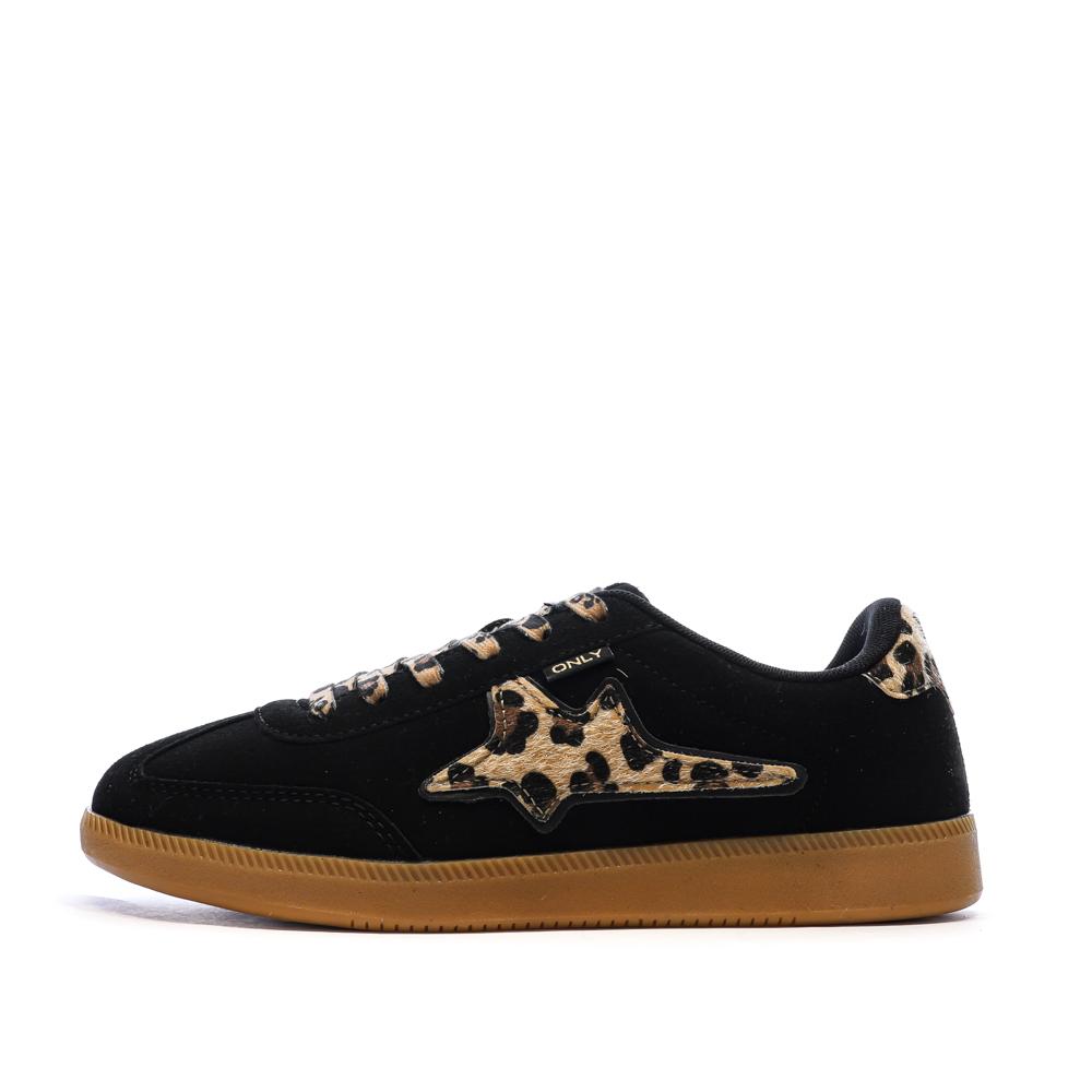 Baskets Noires/Léopard Femme Only Star pas cher