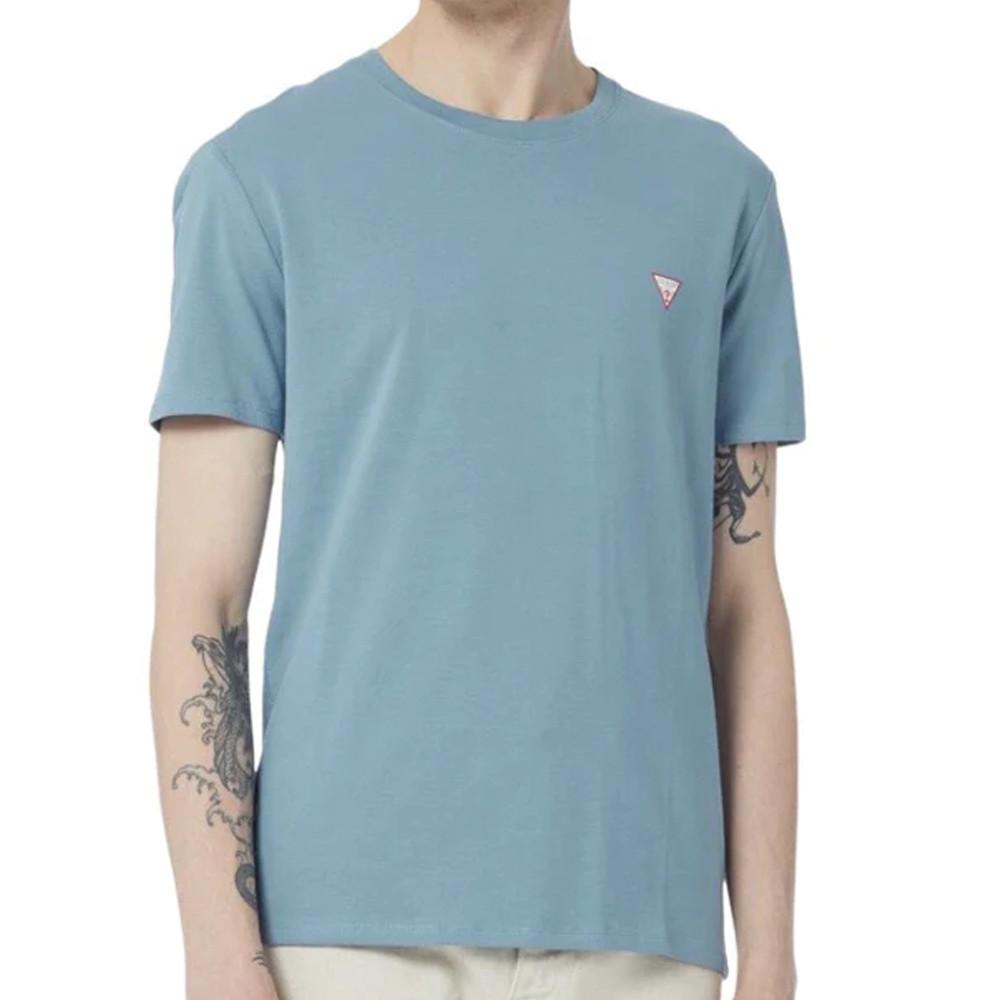T-shirt Bleu Homme Guess Triangle pas cher