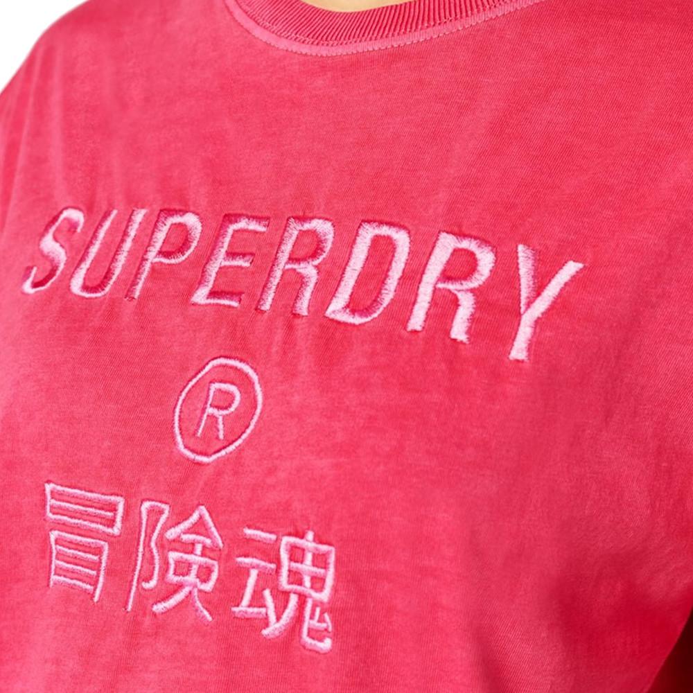 T-shirt Rose Femme Superdry Garment vue 2