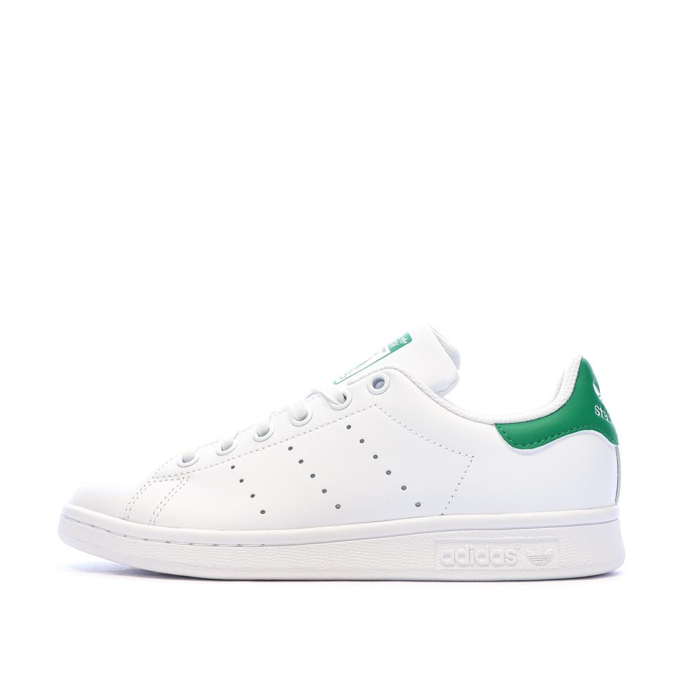 Stan Smith Blanc/Vert Mixte Adidas pas cher