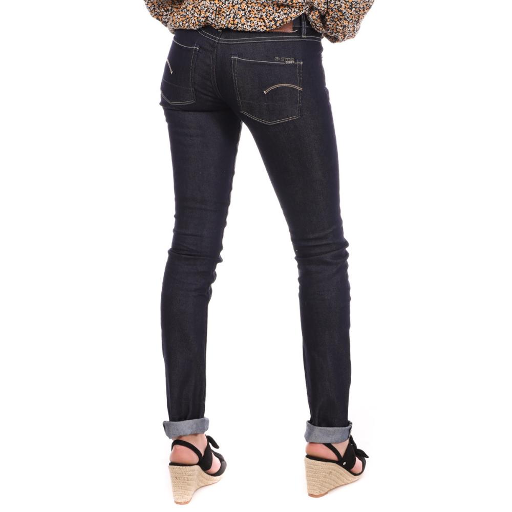 Jean Slim Denim foncé Femme G-Star 3301 vue 2