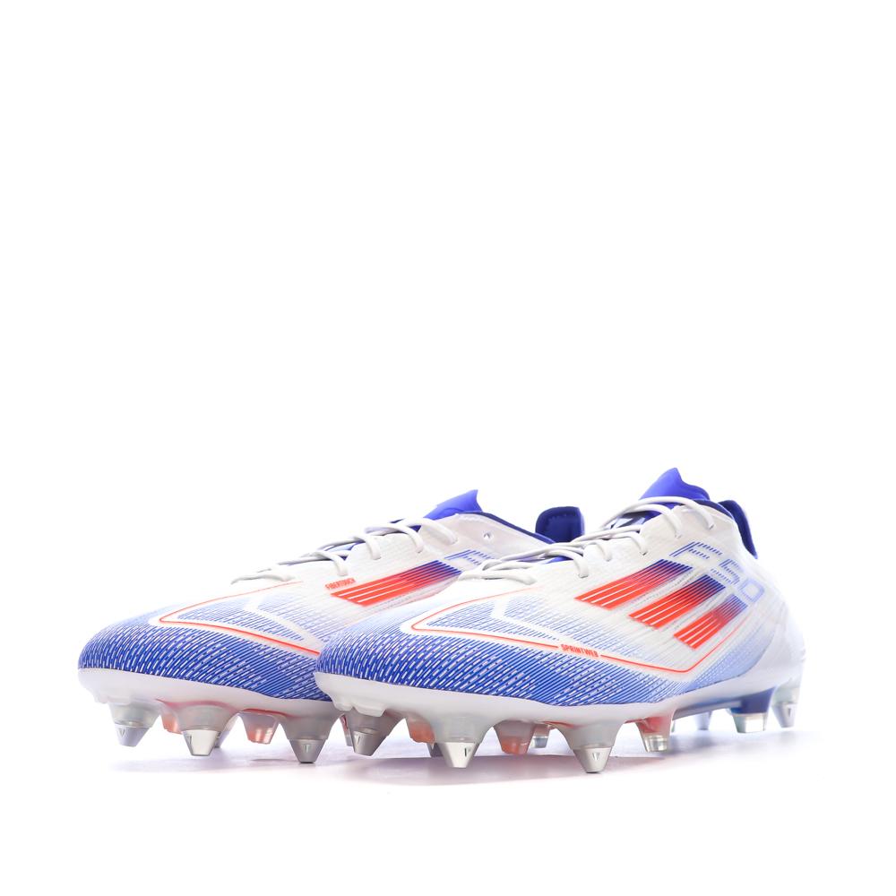 Chaussures de Foot Blanc/Bleu Adidas F50 Elite SG vue 6
