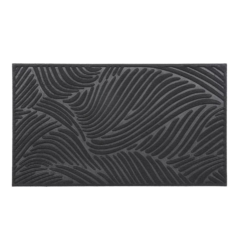 Tapis Imprimé Gris/Noir Luance 43,5x75cm Vague pas cher