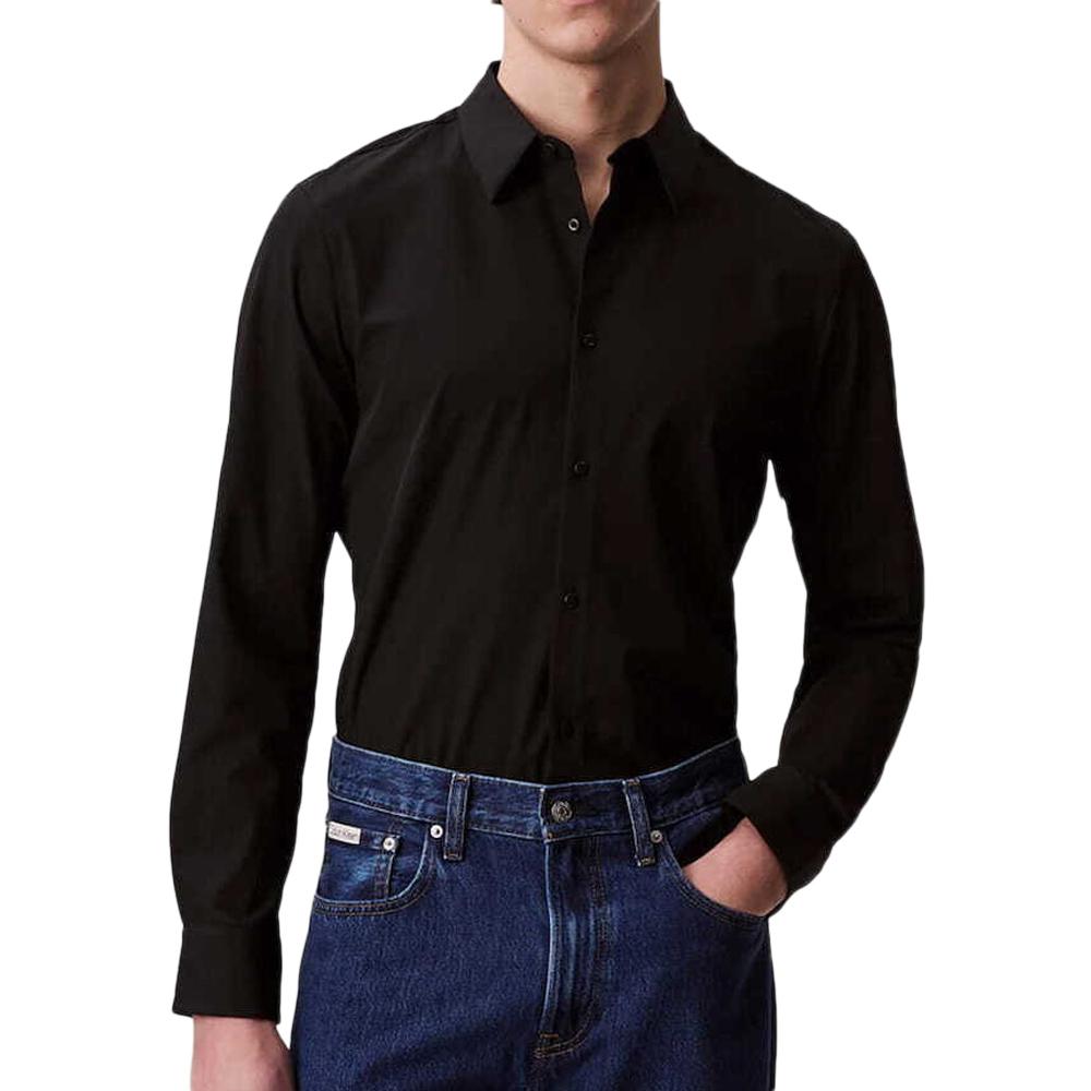Chemise Noir Homme Calvin Klein Jeans Tech Stretch Slim pas cher