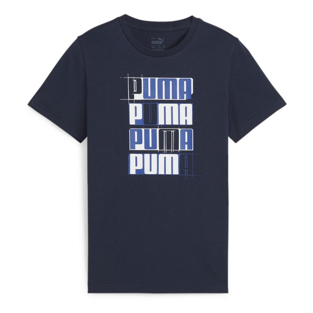 T-shirt Marine Garçon Puma Ess+ Logo pas cher