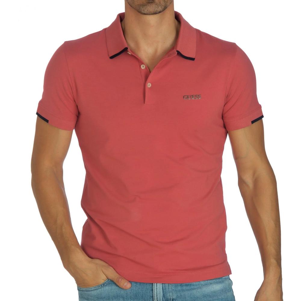Polo Rose Foncé Homme Guess Nolan vue 3