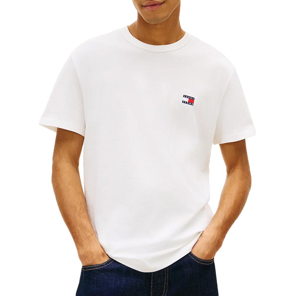 T-shirt Blanc Homme Tommy Jeans Reg Badge DM0DM20322 pas cher
