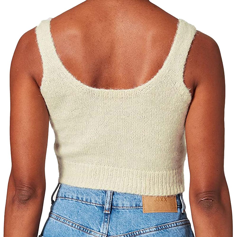 Top en maille Écru Femme Pieces Felipa vue 2