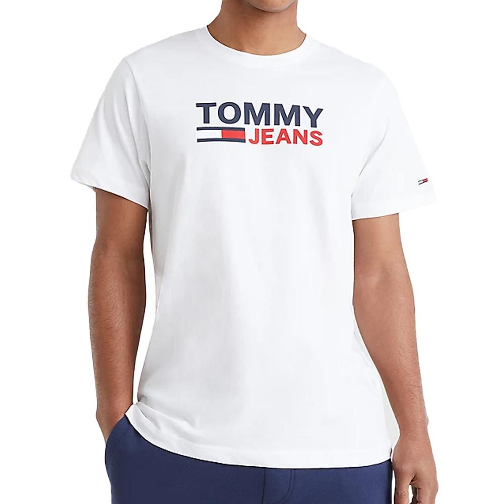 T-shirt Blanc Homme Tommy Jeans Corp Logo pas cher