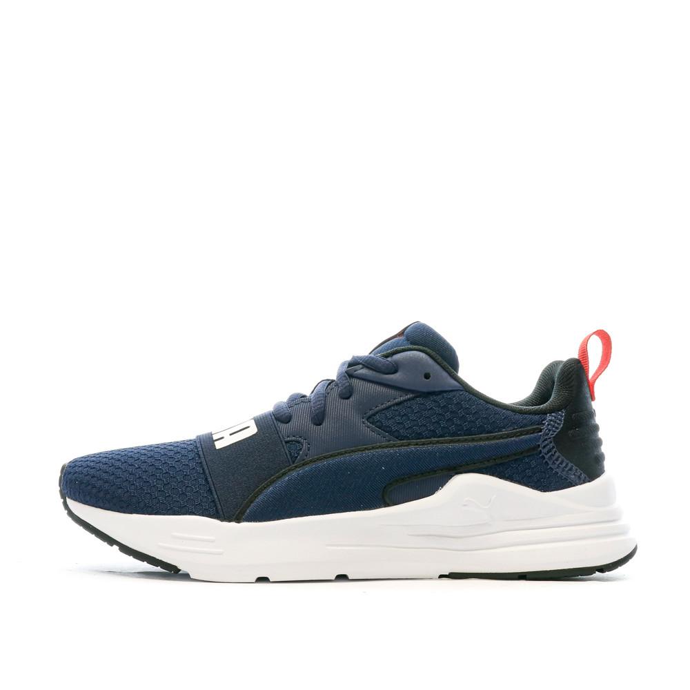 Baskets Marines/Blanches/Rouges Garçon Puma Wired pas cher