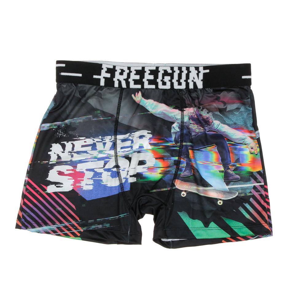 Boxer Noir/Gris à Imprimés Homme Freegun SKA pas cher