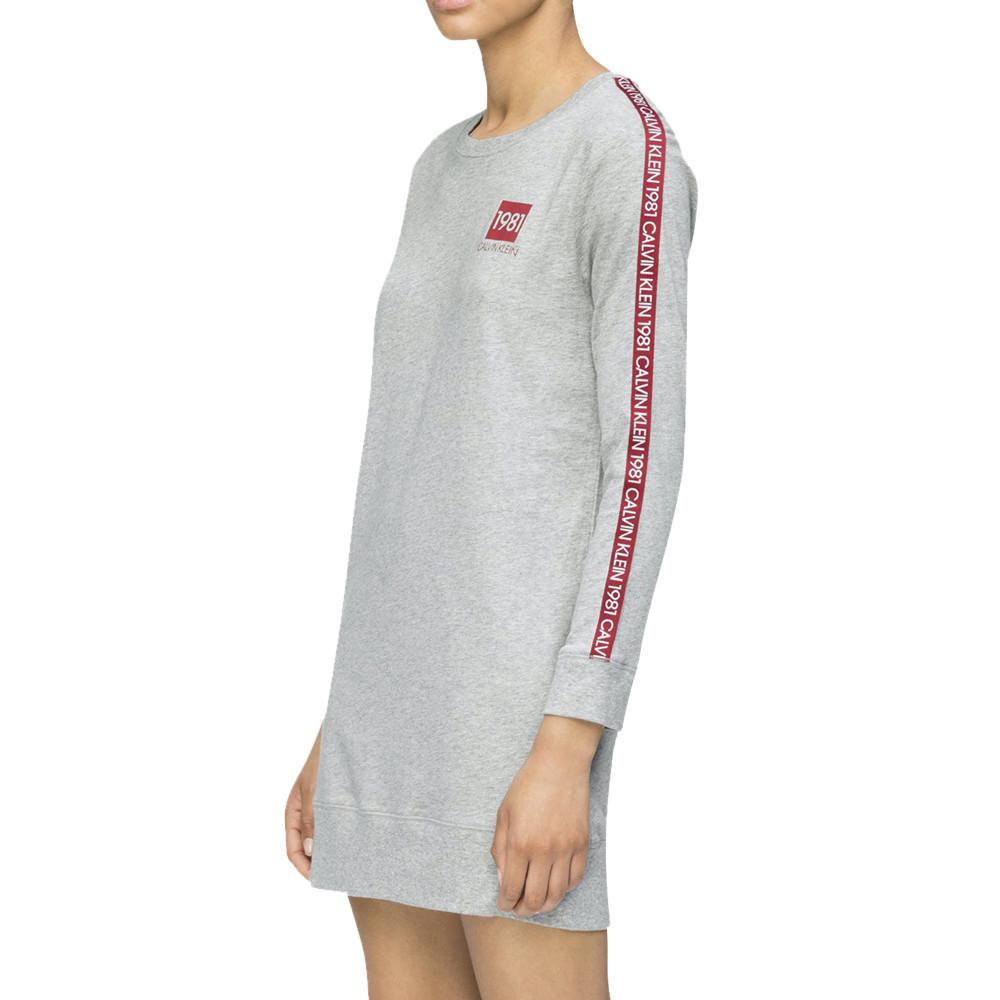 Robe Sweat Grise Femme Calvin Klein Night pas cher