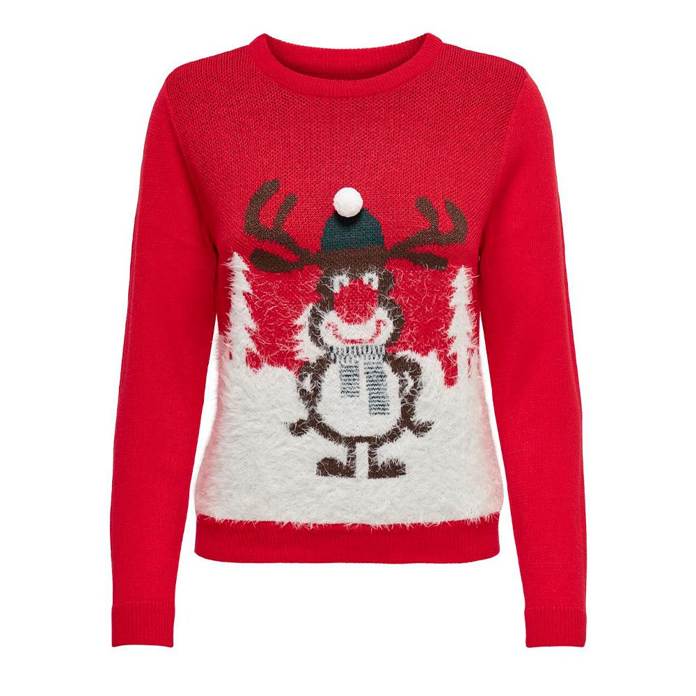 Pull Rouge Femme Only Xmas Winter pas cher