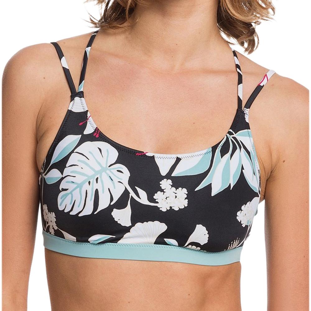 Haut De Bikini Noir à fleurs Femme Roxy Fitness pas cher