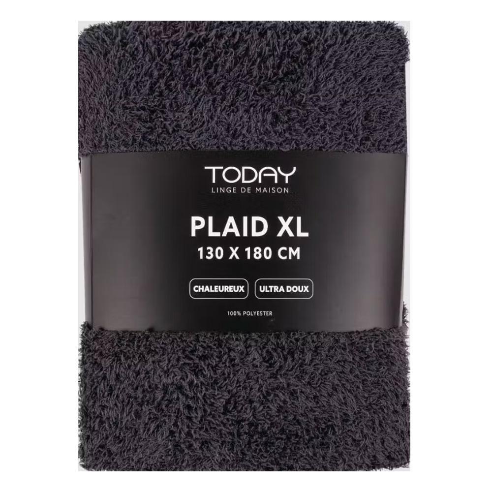 Plaid Gris Today Teddy Fusain 130x180 cm vue 2