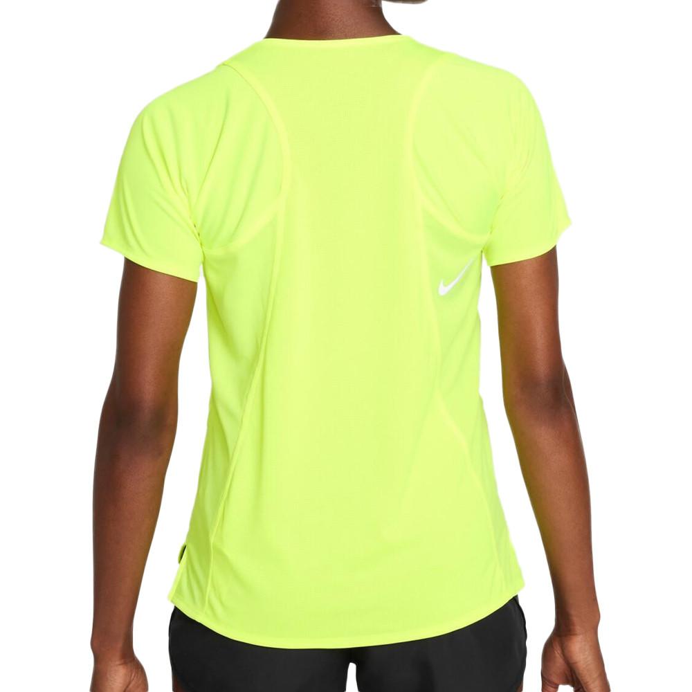 T-shirt Jaune fluo Femme Nike Race vue 2