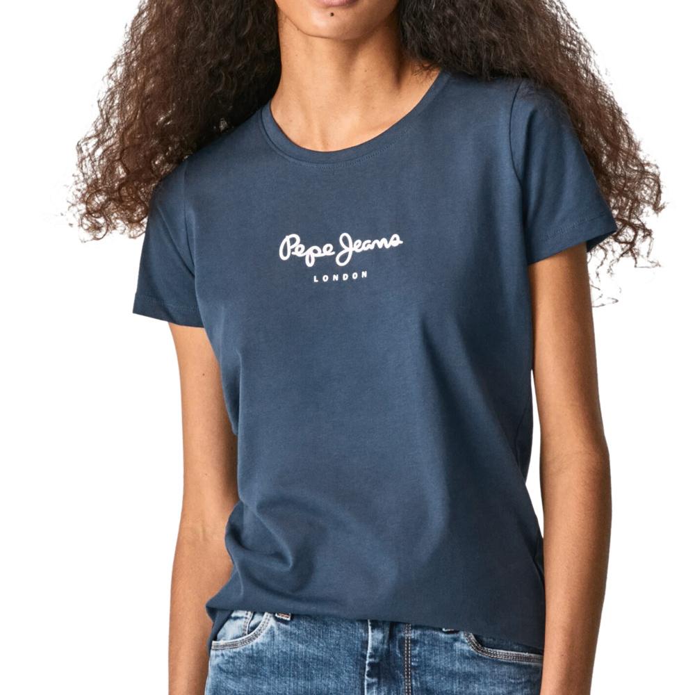 T-Shirt Gris/Bleu Femme Pepe jeans New Virginia pas cher